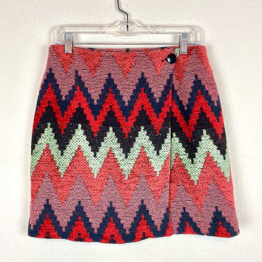 The Limited Colorful Chevron Print Mini Wrap Skirt